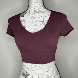 Offline by Aerie Real Me Cropped Short Sleeve Tee with Built-in Support Band